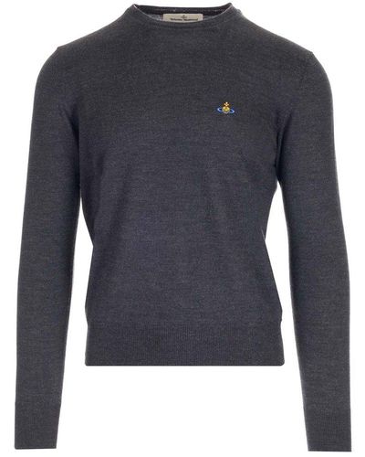 Vivienne Westwood Orb Embroidered Knitted Sweater - Blue