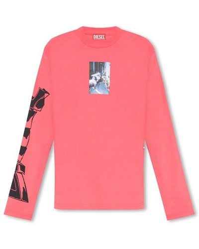 DIESEL 't-crane-ls-l2' T-shirt, - Pink
