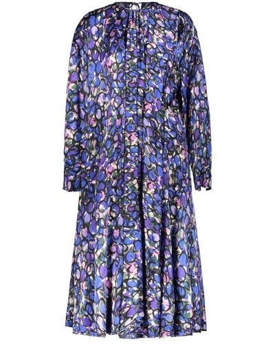 Balenciaga All-over Patterned Long-sleeved Dress - Blue