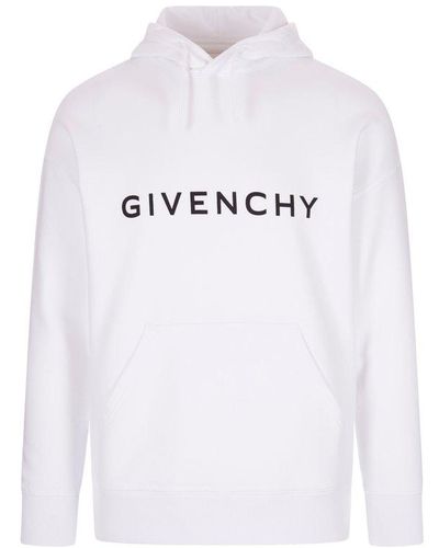 Givenchy Archetype Hoodie In Gauzed Fabric - White