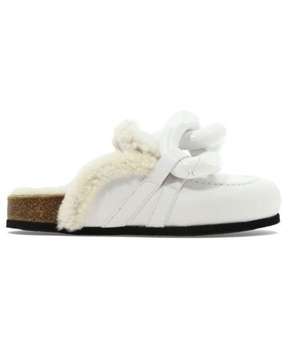 JW Anderson Slip-on Chain Shearling Mules - White