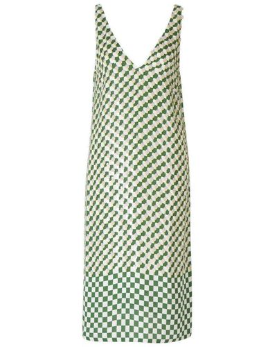 Dries Van Noten Embellished V-neck Sleeveless Dress - Green