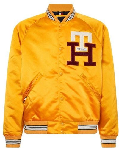 Tommy Hilfiger Flocked Monogram Varsity Jacket - Yellow