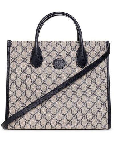 Gucci Shopper Bag From GG Supreme Canvas, - Gray