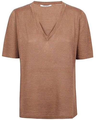 Kangra Short Sleeved V-neck T-shirt - Brown