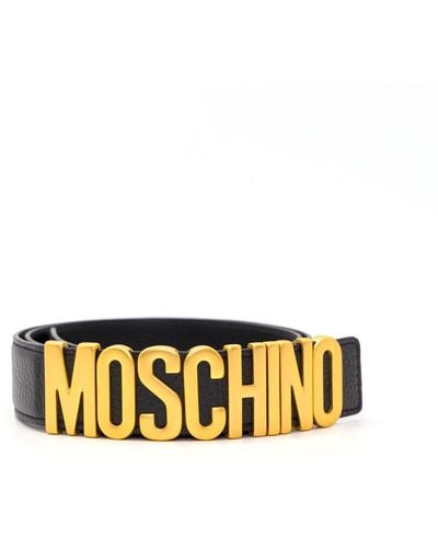 Moschino Logo Lettering Buckle Belt - Metallic