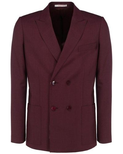 Valentino Double-breasted Long-sleeved Jacket - Purple