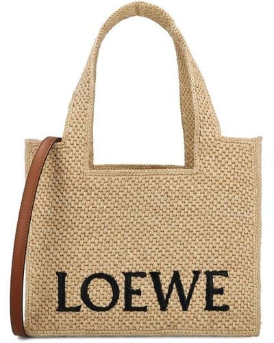 Loewe Logo Embroidered Medium Tote Bag - White