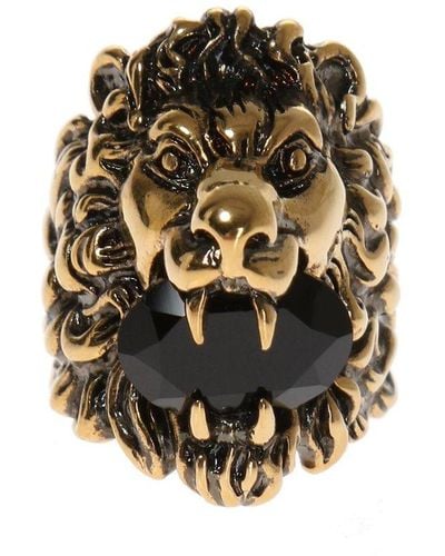 Gucci Lion Head Ring With Swarovski - Metallic