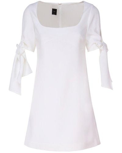 Pinko Mini Dress With Bow On Sleeves - White