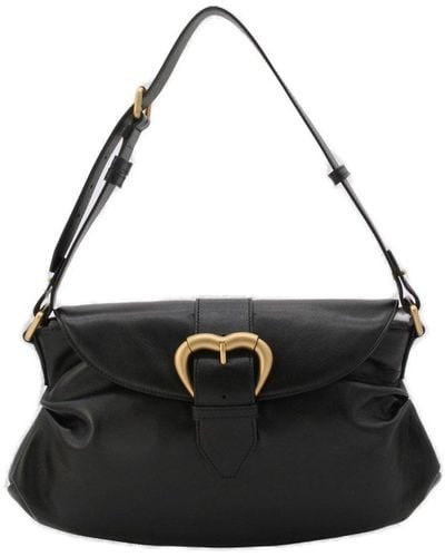 Pinko Classic Jolene Leather Shoulder Bag - Black