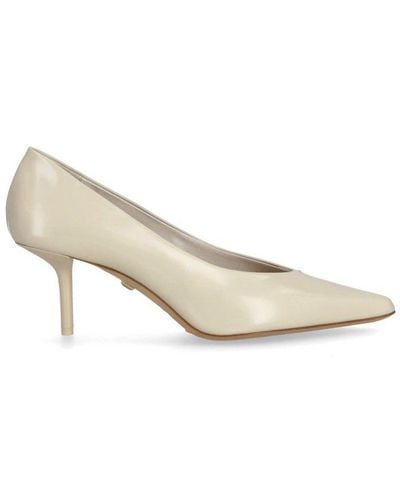 Max Mara Mmpump Pointed-toe Stiletto Court Shoes - Natural