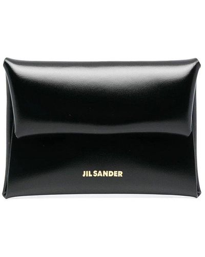 Jil Sander Logo Printed Envelope Card Holder - Black