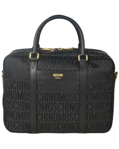 Moschino Logo-printed Zipped Laptop Bag - Black
