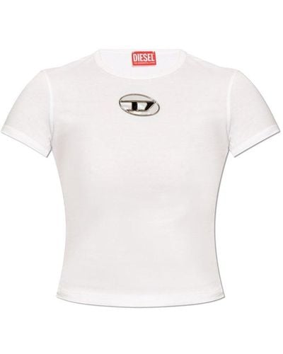 DIESEL Logo Plaque Cropped T-shirt - White