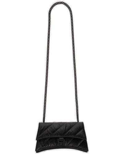 Balenciaga Crush Chain Embossed Xs Shoulder Bag - Black