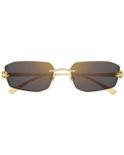 Cartier Geometric Frame Sunglasses - Brown
