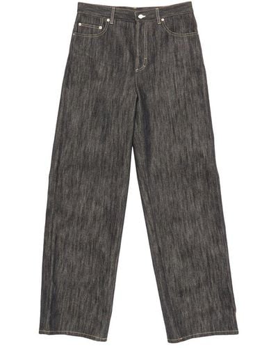 Gucci Jacquard Detail Denim Pants - Gray