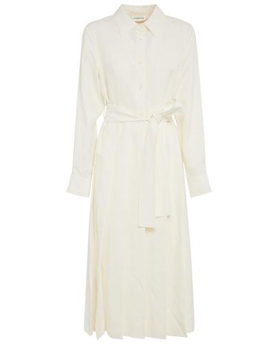 P.A.R.O.S.H. Belt Pleated Dress - White