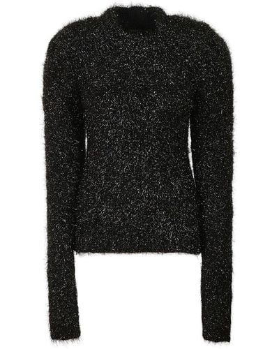 Alberta Ferretti Glitter Detailed Knit Sweater - Black