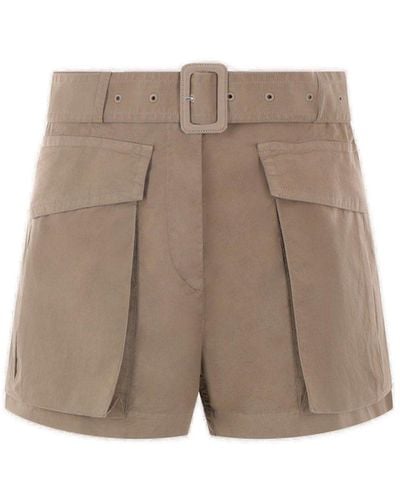 Dries Van Noten Belted High Waist Shorts - Gray