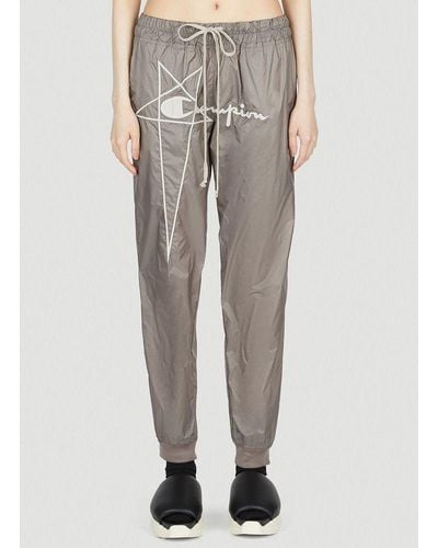 Rick Owens X Champion Logo Embroidered Drawstring Track Trousers - Grey