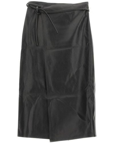 Vetements Wrap Leather Midi Skirt - Black
