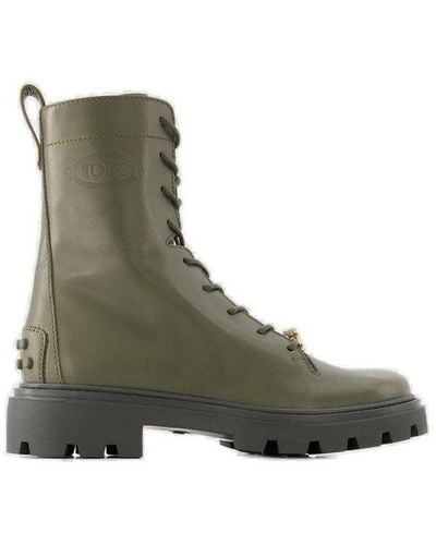 Tod's Lace-up Combat Boots - Green