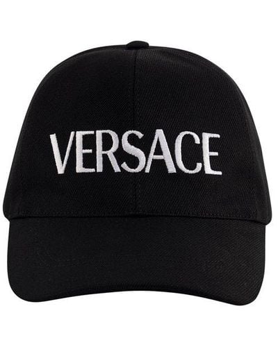 Versace Cotton Hat With Logo - Black