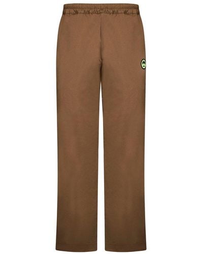 Barrow Logo-embroidered Elasticated-waistband Chino Trousers - Brown