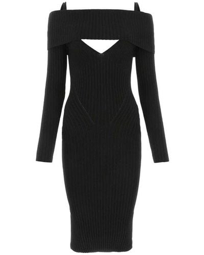 ANDREA ADAMO Cut-out Knitted Midi Dress - Black