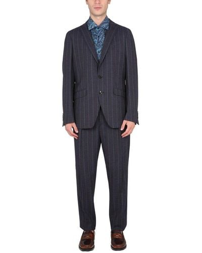 Etro Regular Fit Suit - Blue