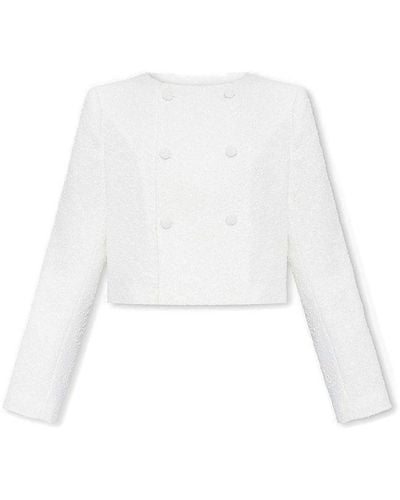 Ami Paris Paris Tweed Cropped Jacket - White