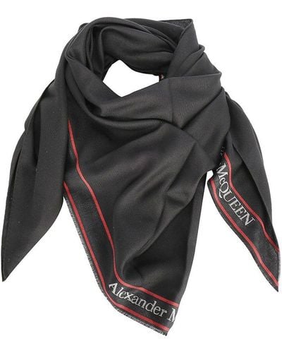Alexander McQueen Logo Trim Scarf - Black