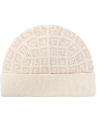 Givenchy Beanie With Logo, - Natural
