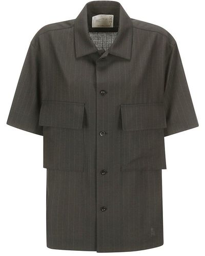Sacai Flap Pocket Pinstripe Shirt - Grey