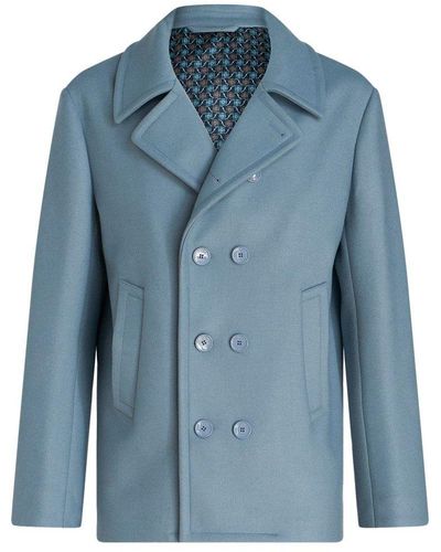 Etro Double Breasted Button-up Coat - Blue
