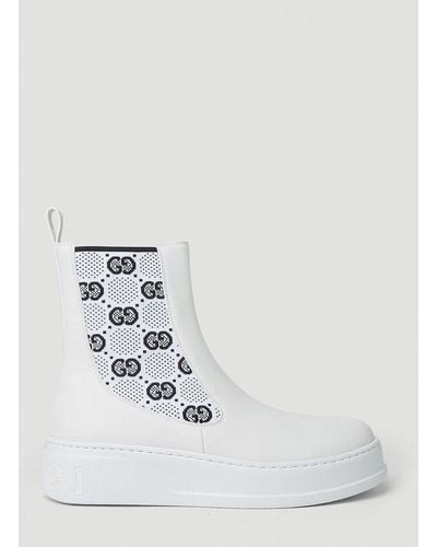 Gucci GG Supreme Panelled Chelsea Boots - White