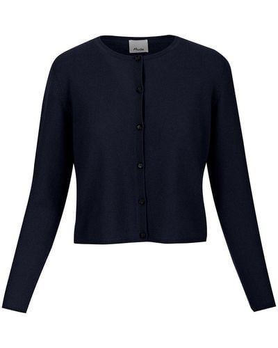 Allude Fine Knit Buttoned Cardigan - Blue
