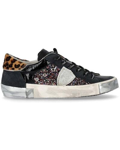 Philippe Model Embellished Lace-up Sneakers - Black