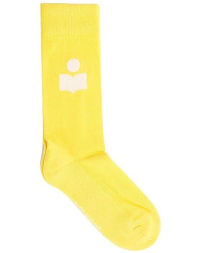 Isabel Marant Cotton Logo Socks - Yellow