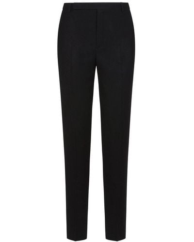 Saint Laurent High Waist Slim Fit Trousers - Black