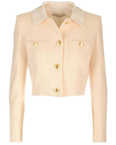 Alessandra Rich Cropped Buttoned Jacket - Natural