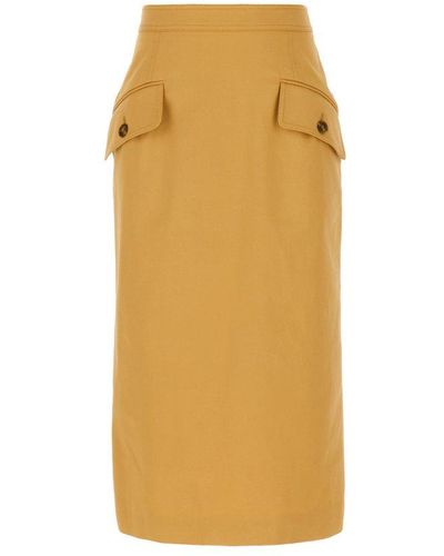 Alberta Ferretti High-waist Pencil Midi Skirt - Orange