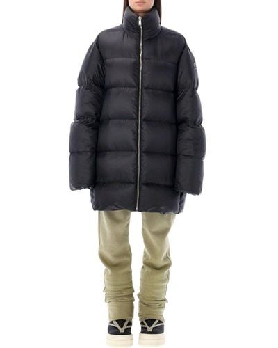 Moncler Moncler + Rick Owens Cyclopic Funnel Neck Quilted Coat - Blue