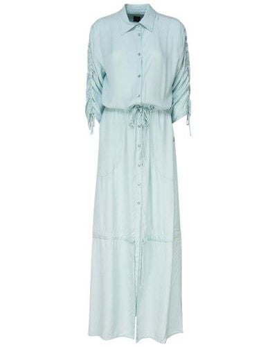 Pinko Belfagor Long-sleeved Drawstring Maxi Dress - Blue