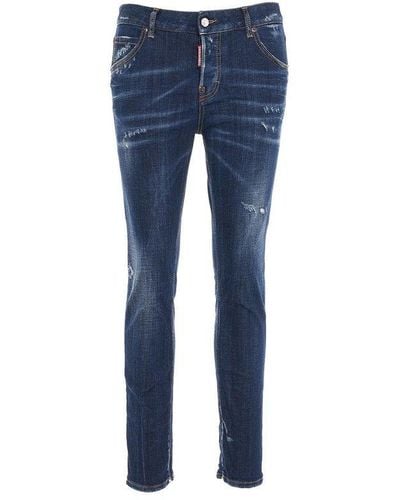 DSquared² Distressed Mid-rise Jeans - Blue
