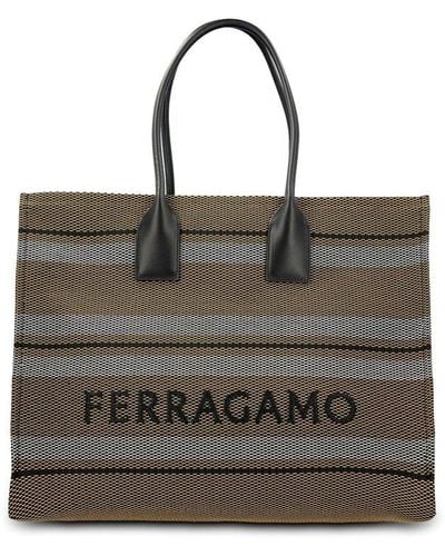 Ferragamo Logo Jacquard Signature Tote Bag - Multicolour