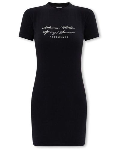 Vetements Dress With Logo - Black