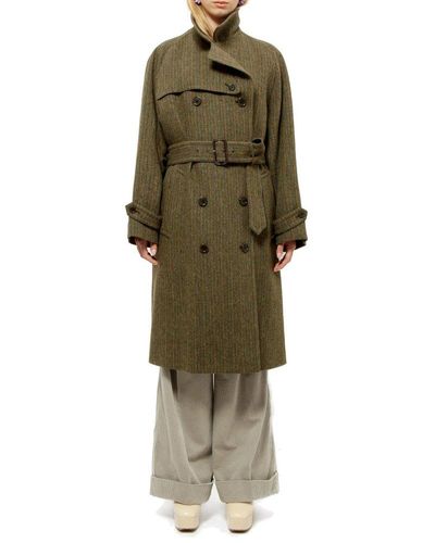 Aspesi Belted Double-breasted Coat - Green